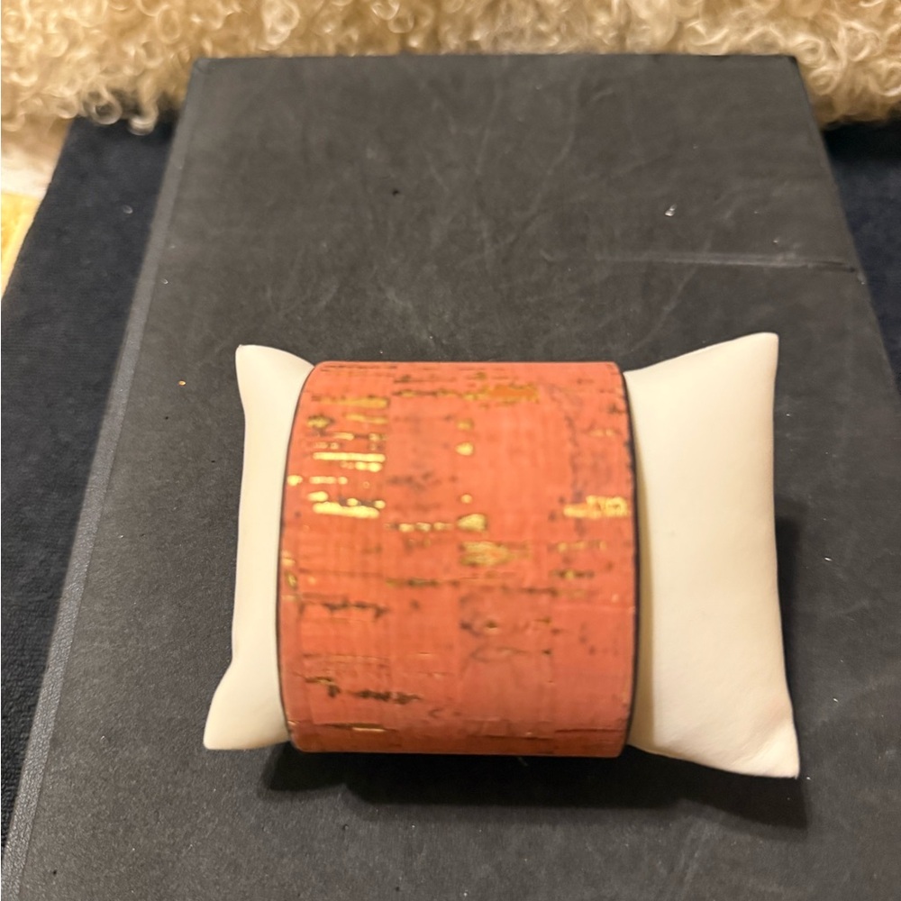 Coral Cork Cuff w/Gold Accents